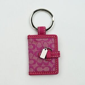 Coach Y2K Rare Signature Pink Photo Holder Frame Charm Key Ring Keychain